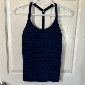 Athleta Dark Blue Seamless Shelf Bra Tight Racerback Y Tank Size Small
